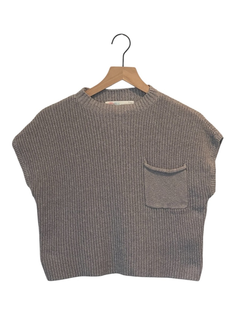 Free People Beach Freya Cropped Sweater Sleeveless, Boxy, Gray, Size Small - Picture 2 of 13